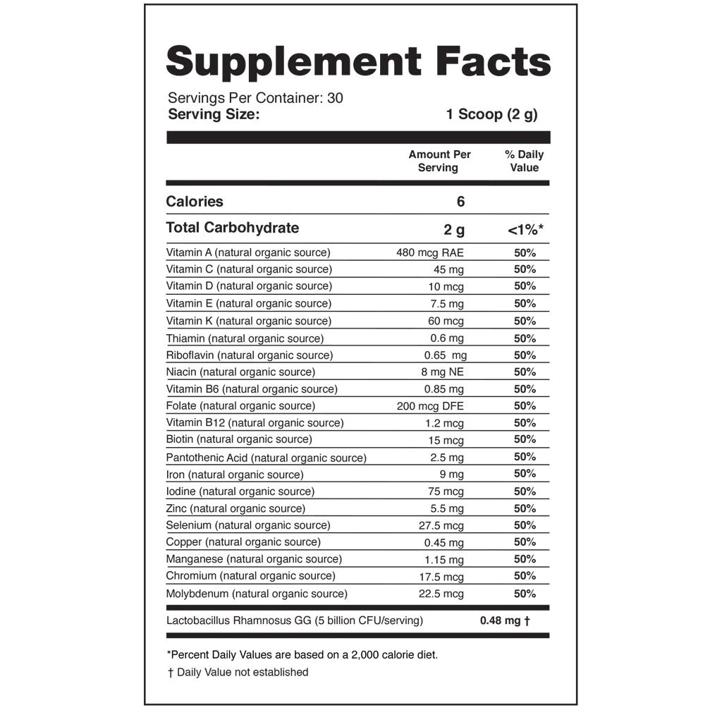 samuraw organic complete nutrition label